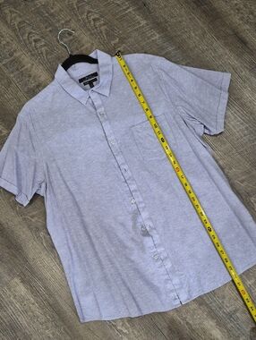 Marc Anthony Linen Lavender Short Sleeve Button-Down Shirt
